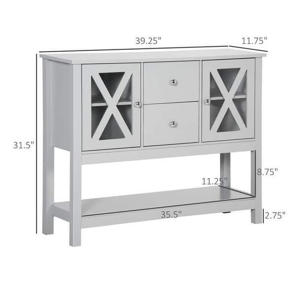 HOMCOM Modern Sideboard, Glass Door Buffet Cabinet with Adjustable ...