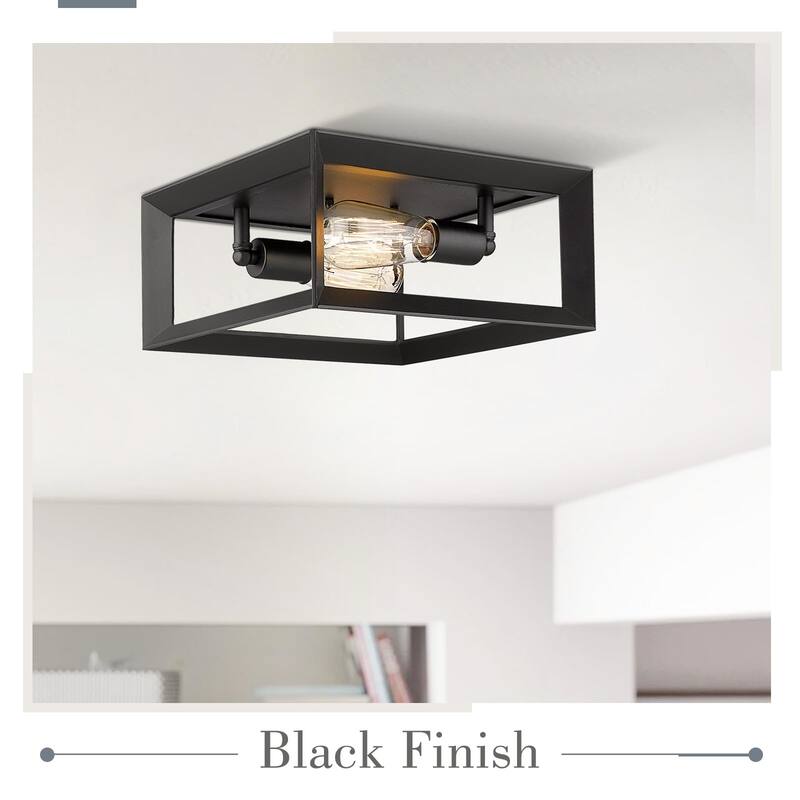 2-Light Modern Flush Mount Light Fixture