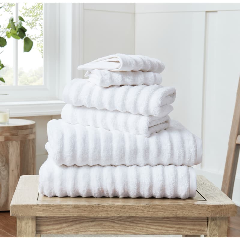 Christian Siriano NY Textured Zero Twist 6 Piece Towel Set - White