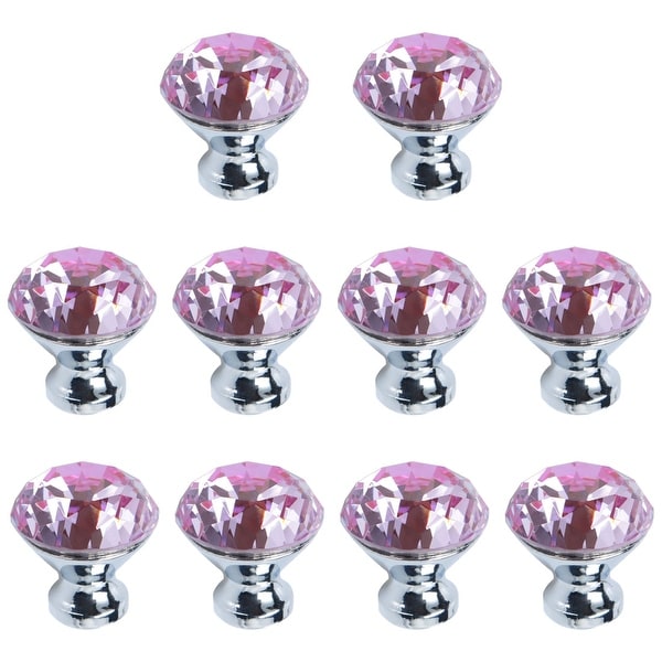 Crystal Knobs Wardrobe Dresser Knobs Pull Handle for Home Kitchen Drawer Cupboard 10pcs Pink