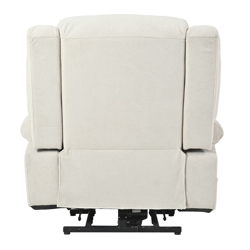 Power Lift Recliner Chair with Extended Footrest, Home Theater Lounge Sofa with Remote Control, Cup Holders & Side Pockets
