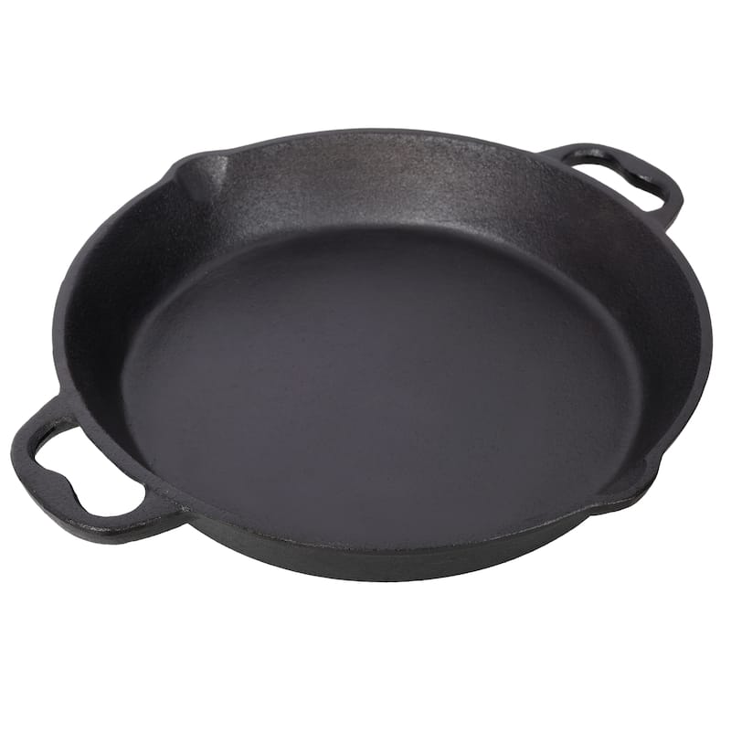 Anmytek Large Cast Iron Skillet Heavy Duty Pan Pre Seasoned Stovetop Oven Safe Cookware - Black