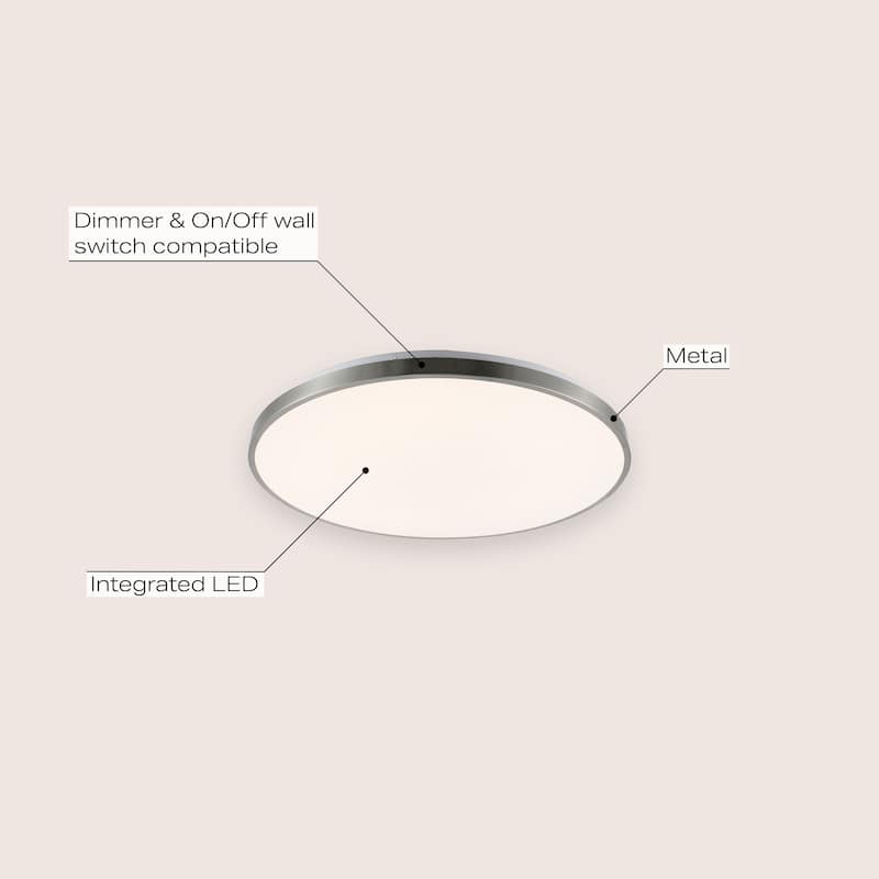 Marelle 21.25" 1-Light Modern Minimalist Iron Circle Integrated LED Flush Mount by JONATHAN Y