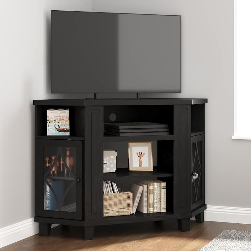 Corner TV Stands for TVs up to 55'', Media Console Table with Adjustable Shelves
