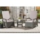 preview thumbnail 2 of 12, SAFAVIEH Outdoor Patio Furniture Herman Recliner 3-Piece Set - 22"W x 22"D x 42"H Grey Brown/Light Grey