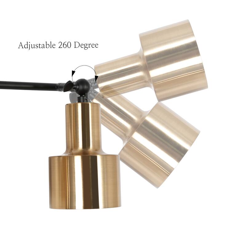 Tinka Modern Industrial 3-light Adjustable Bathroom Vanity Light Industrial Black Gold Wall Light Fixtures - L 20"xW 5.5"xH 9"