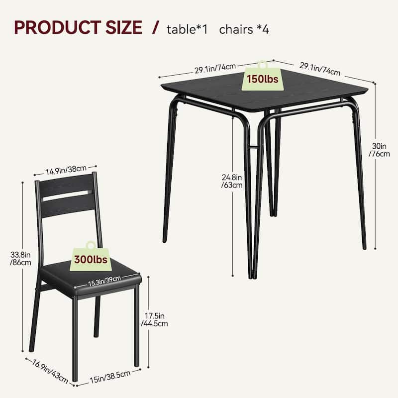 Dining Table for 2, Space Saving Square Dinette for Kitchen, Dining Room
