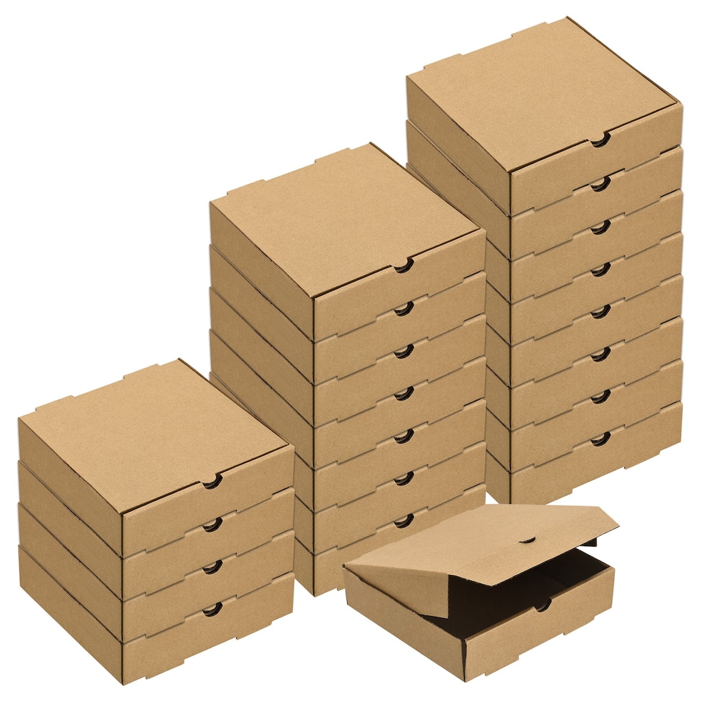 Pizza Box, 20pcs 9x9 Inches - Cowhide Paper Square Mini Pizza Boxes - Brown