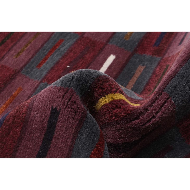 ECARPETGALLERY Hand-knotted Opulence Dark Magenta Wool Rug - 3'0 x 11'3