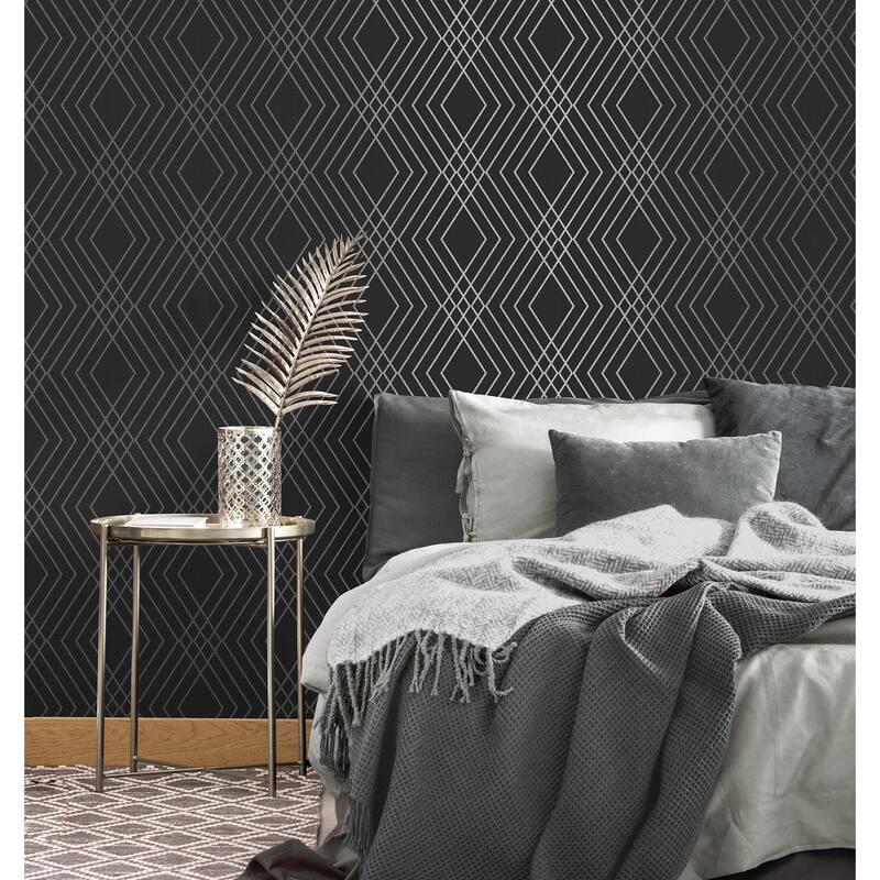 Fine Decor Shard Black Trellis Wallpaper