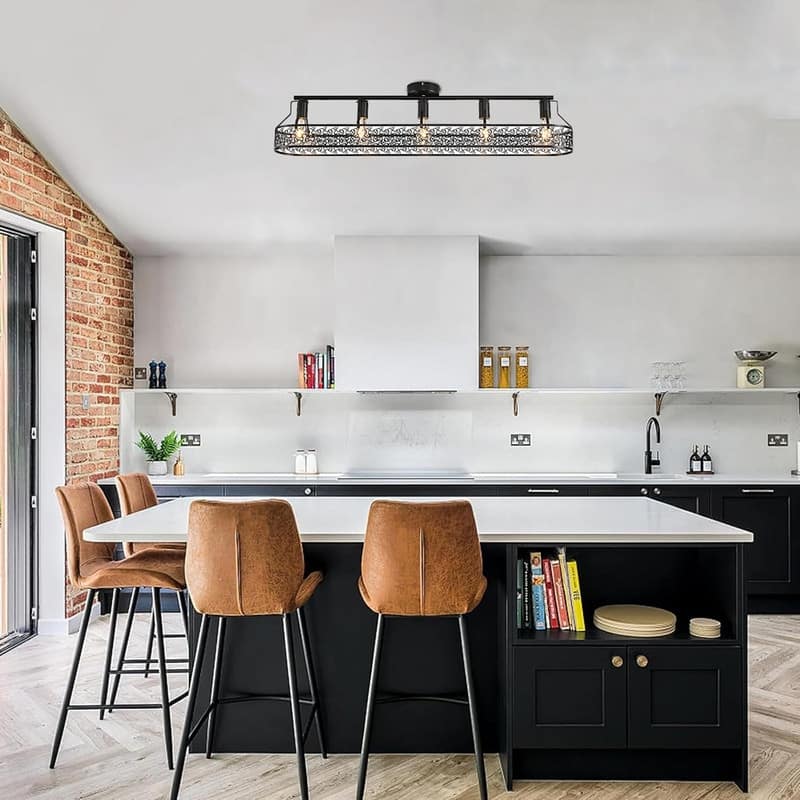 5 Light kitchen light fixtures black mount flush light iron ceiling light - N/A