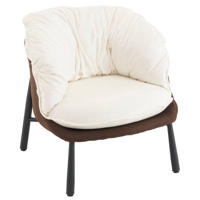 Modern Velvet Accent Chair with Wooden Frame and Black Metal Legs for Living Room or Lounge Seating - 27.4"L x 27"W x 29.1"H