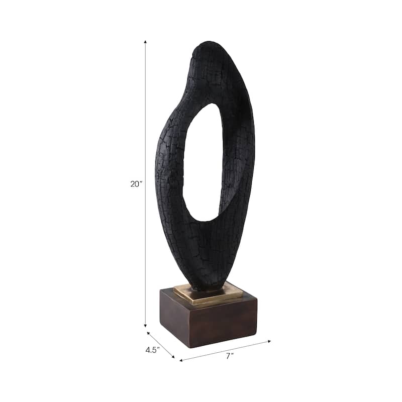 Polyresin Sculpture Abstract Open Oval Design Home Decor - 20" Black - 7" x 4.5" x 20"