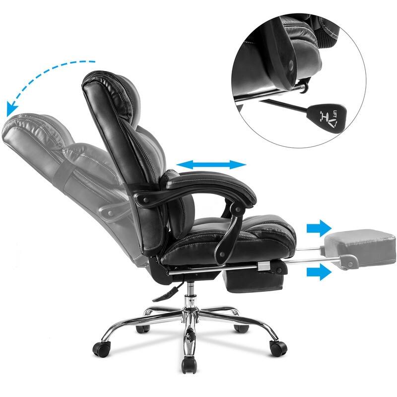 PU Leather Double Padded Office Chair with Footrest Bed Bath & Beyond 36917195