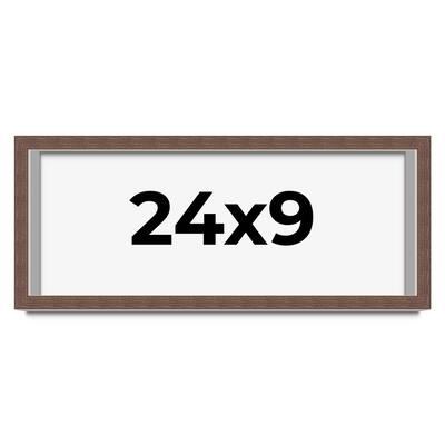 24x9 Shadow Box Frame Brown | 1.125 inches Deep Real Wood Rustic