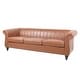preview thumbnail 4 of 5, 84\'\' Brown PU Rolled Arm Chesterfield Three Seater Sofa.