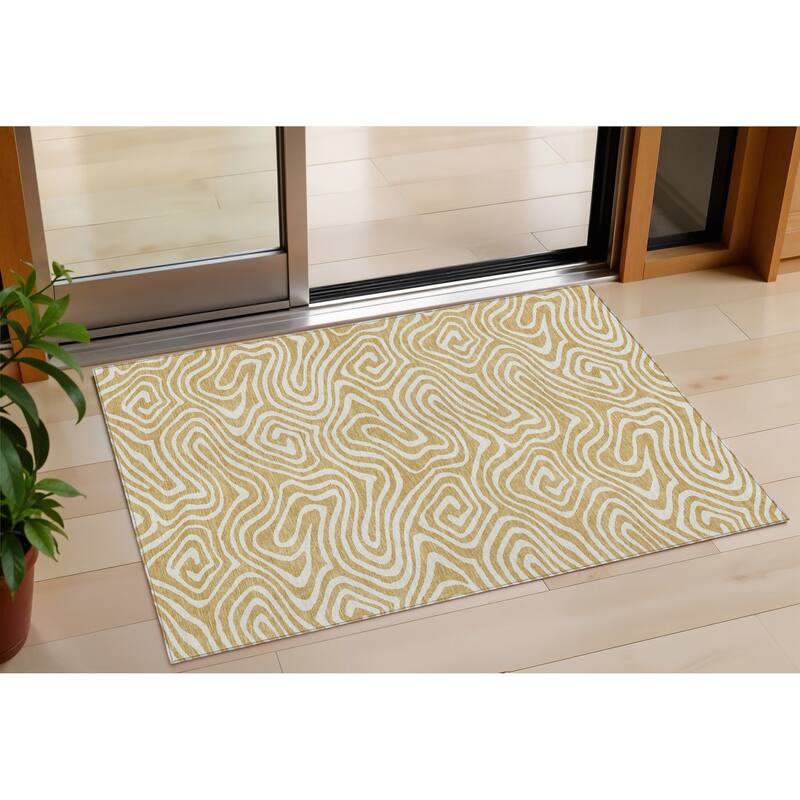 HomeRoots Abstract Transitional Rectangle Outdoor Rug - 3' x 5'