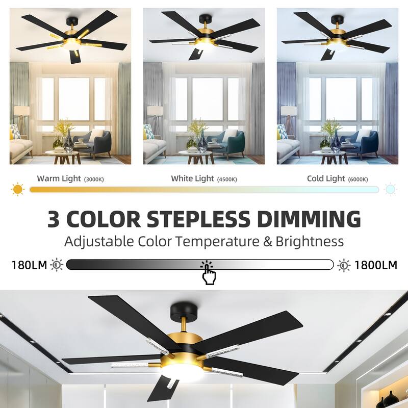 60'' 5 Blades Ceiling Fan with Lights and Remote Control