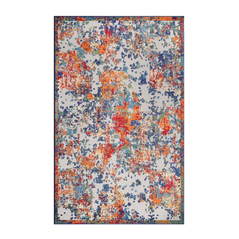 Superior Abstract Splatter Modern Indoor Outdoor Runner or Area Rug
