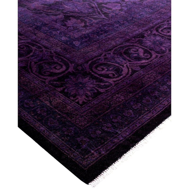 Overdyed One-of-a-Kind Hand-Knotted Area Rug - Purple - 9' 3" x 12' 1"
