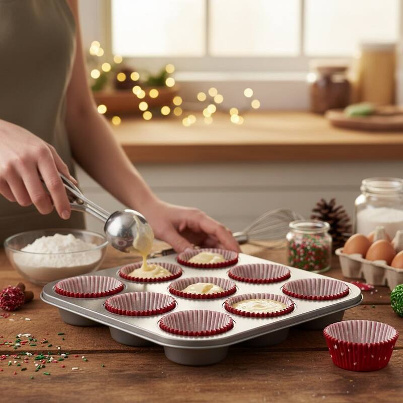 Chef Craft Snowy Christmas Tree-Patterned Paper Baking Cups - 50 Count Cupcake Liners