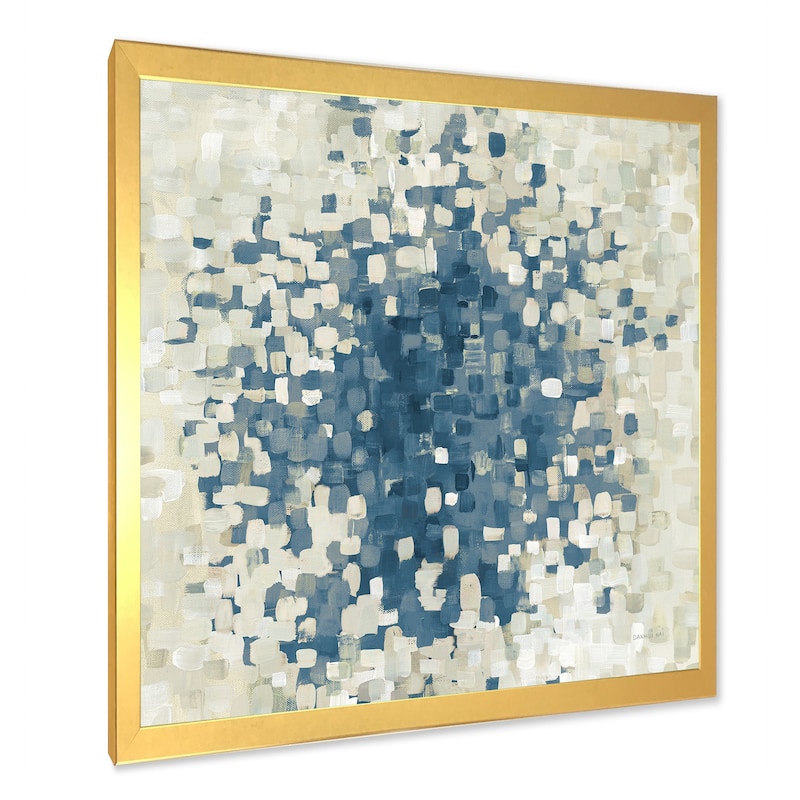 Designart "Geometric Blue Spots" Modern & Contemporary Framed Art Print
