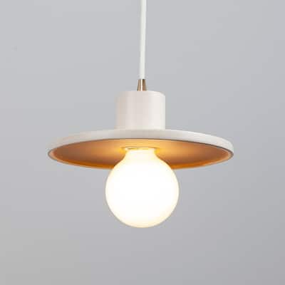 Justice Design Group Ceramic Saucer Pendant - Matte White with Champagne Gold Internal Finish