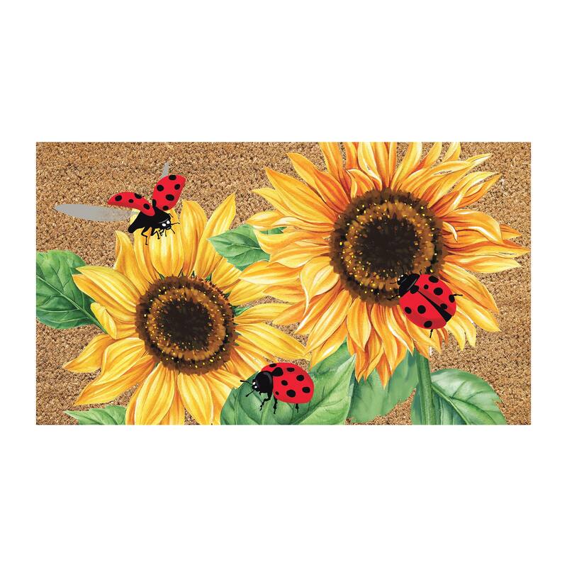 28 in. x 16 in. Sunflower Ladybugs Coir Mat