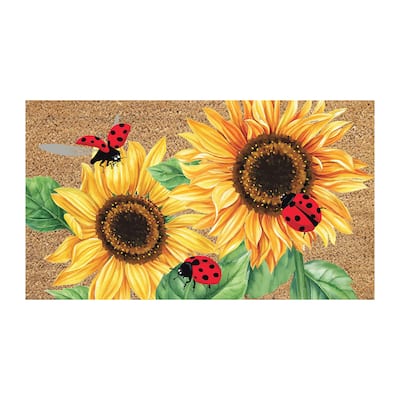 28 in. x 16 in. Sunflower Ladybugs Coir Mat