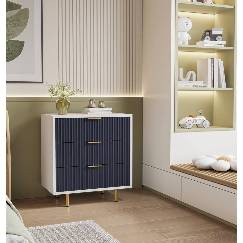 Country Style 5-Drawer Dressing Table Storage Cabinet with Wooden Base and Vintage Handles, for Bedroom and Living Room