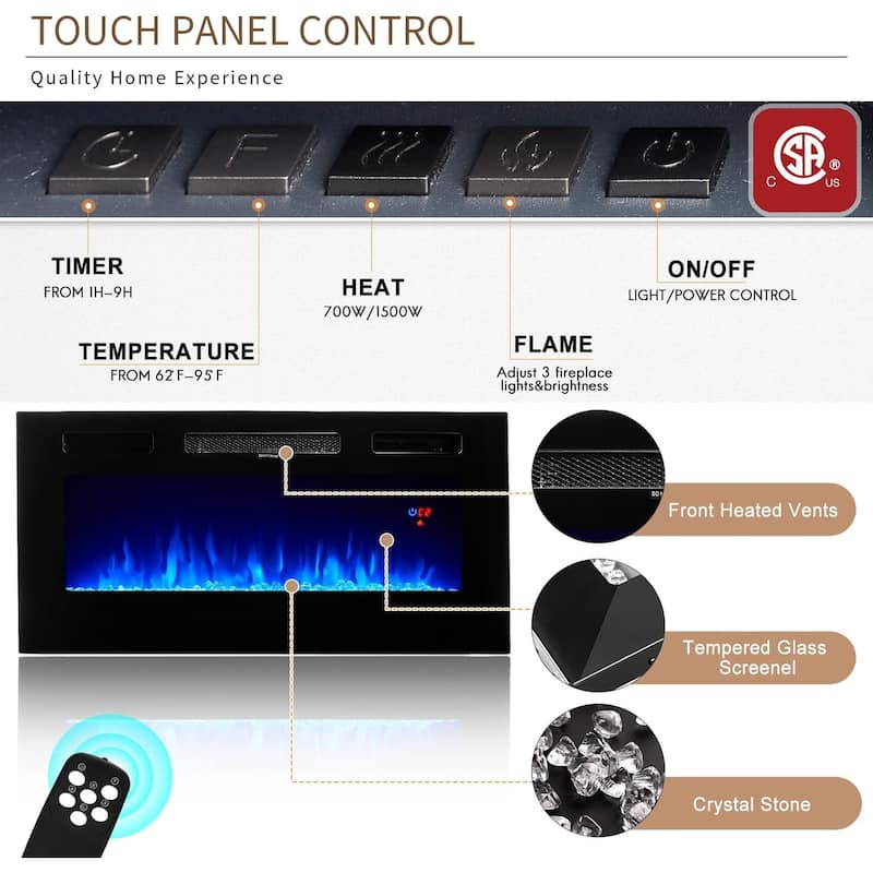70'' Fireplace TV Stand with 36" Electric Fireplace