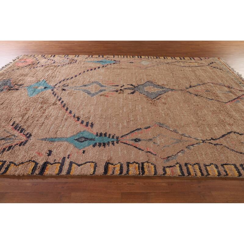 Plush Moroccan Oriental Area Rug Hand-Knotted Wool Carpet - 8'11" x 13'0"