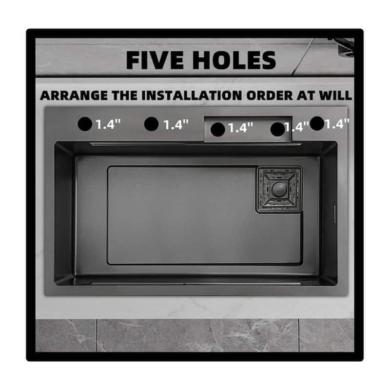 Drop-In Black Single Bowl Stainless Steel Kitchen Sink