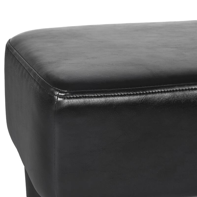 Adeco Small Rectangle Footstool PU Leather Ottoman Footrest Modern