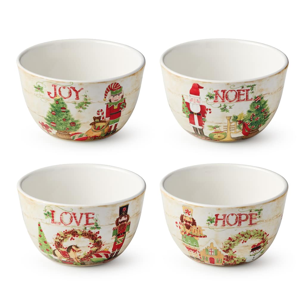 Certifed International Nutcracker Parade Set of 4 Ice Cream/Dessert Bowls 5.25" x 3" 4 Assorted Designs - 5.25 L x 5.25 W x 3 H