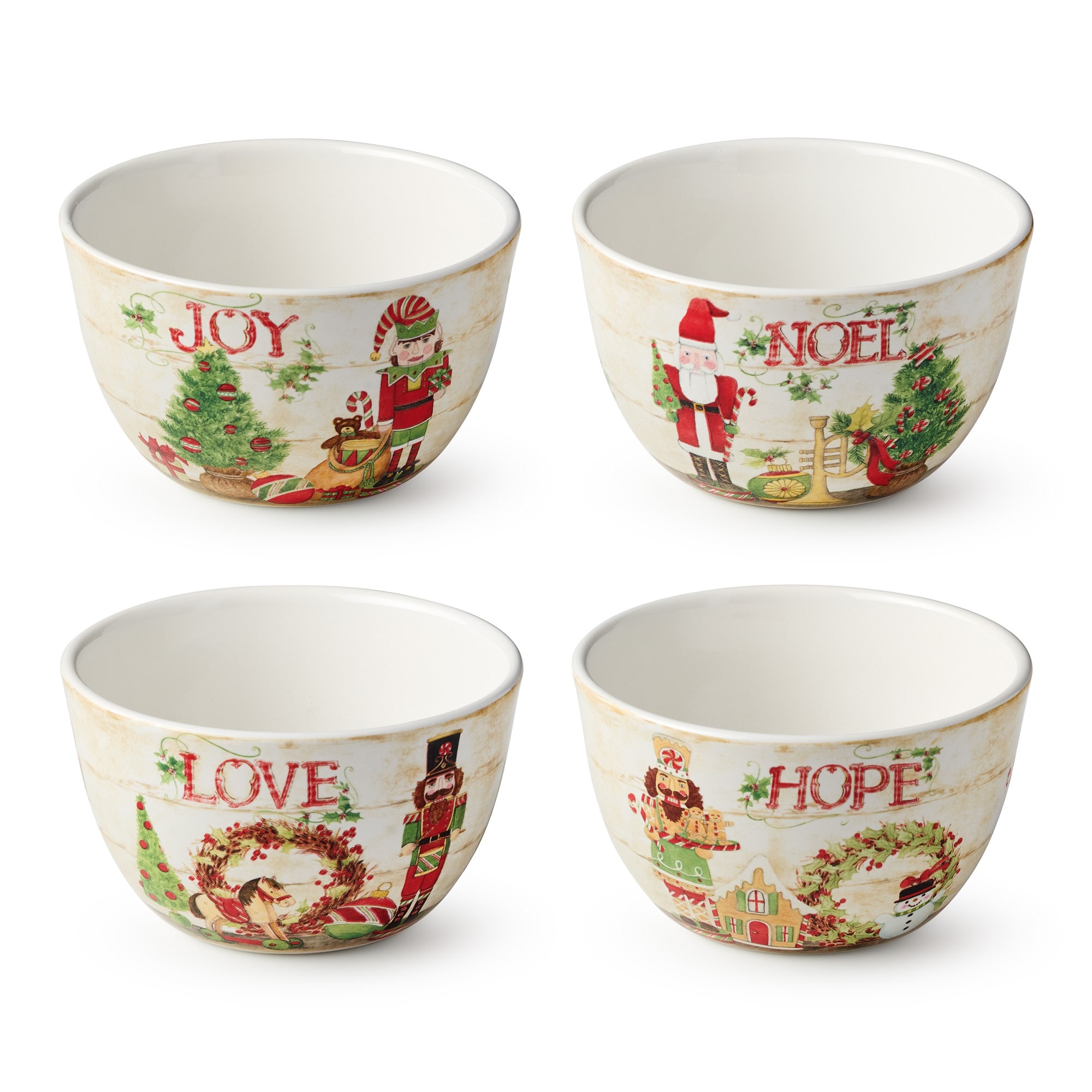 Certifed International Nutcracker Parade Set of 4 Ice Cream/Dessert Bowls 5.25" x 3" 4 Assorted Designs - 5.25 L x 5.25 W x 3 H