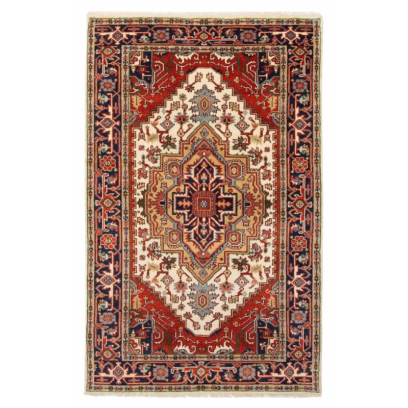 ECARPETGALLERY Hand-knotted Serapi Heritage Cream Wool Rug - 4'10 x 7'10 - Cream - 4'10 x 7'10
