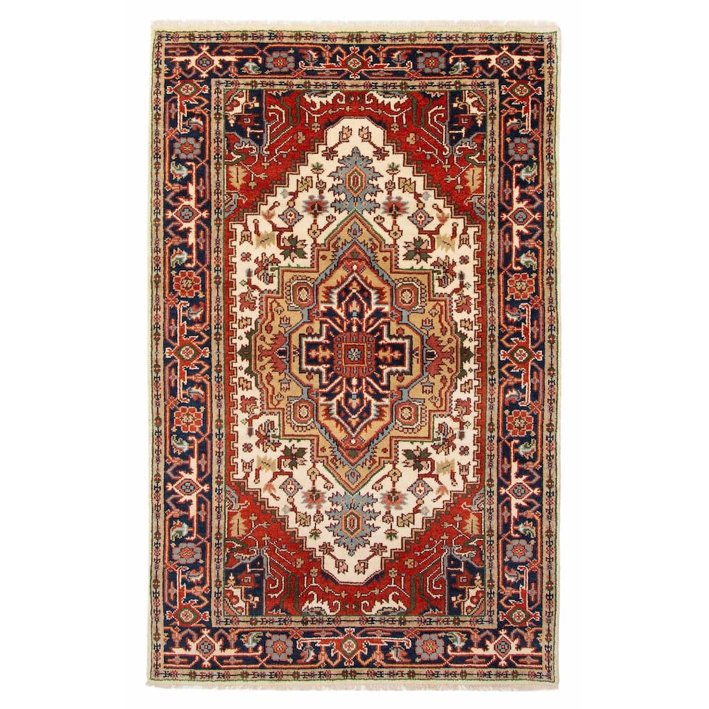 ECARPETGALLERY Hand-knotted Serapi Heritage Cream Wool Rug - 4'10 x 7'10