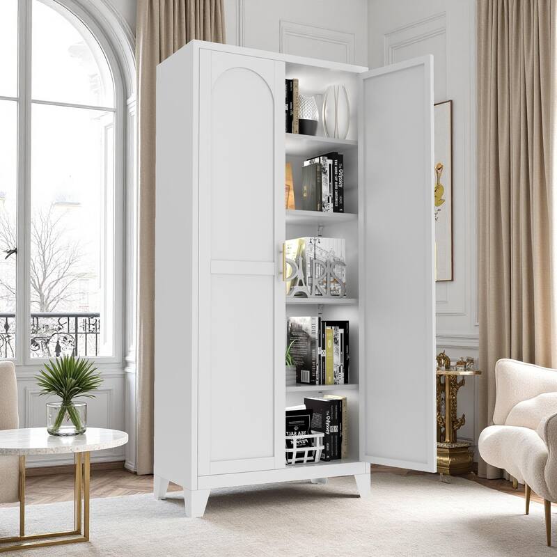 Rossetta 71'' 2-Door Shapely Metal Cabinet with Adjustable Shelves