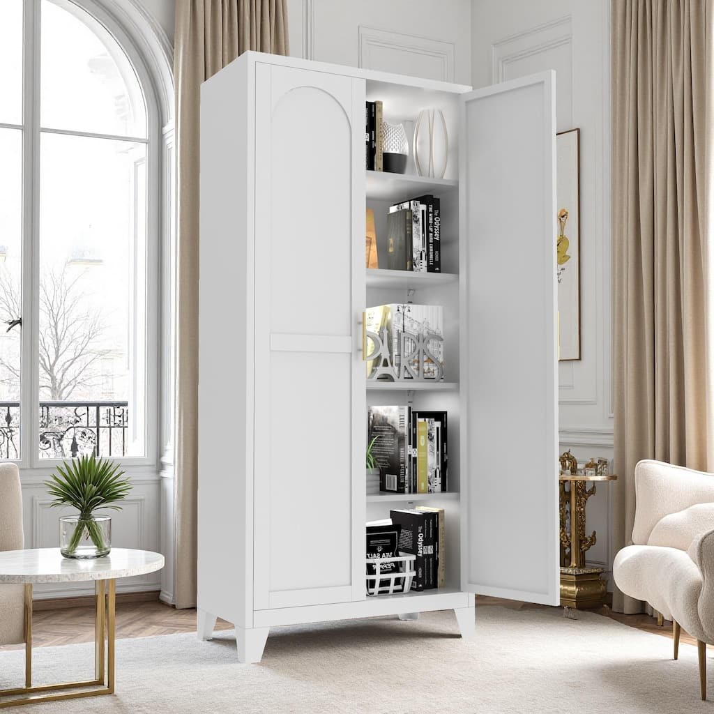 Rossetta 71'' 2-Door Shapely Metal Cabinet with Adjustable Shelves