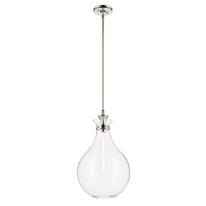 Kichler Lighting Laria 14 Inch 1 Light Pendant with Clear Glass in Polished Nickel
