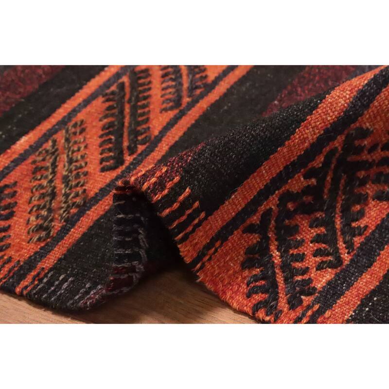 Hand Woven Oriental 100% Wool Carpet Southwestern Tribal Multi-Colored Kilim Area Rug - 10' 5'' X 6' 2''