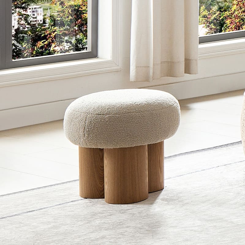 Mushroom stool, grieg plush cushion, wooden barrel PVC pipe, walnut finish