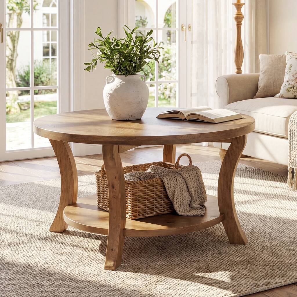 Round Solid Wood Coffee Table