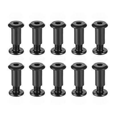 Hex Socket Screw Post Binding LeatherM6x10mmCarbon Steel Black10 Sets - Black