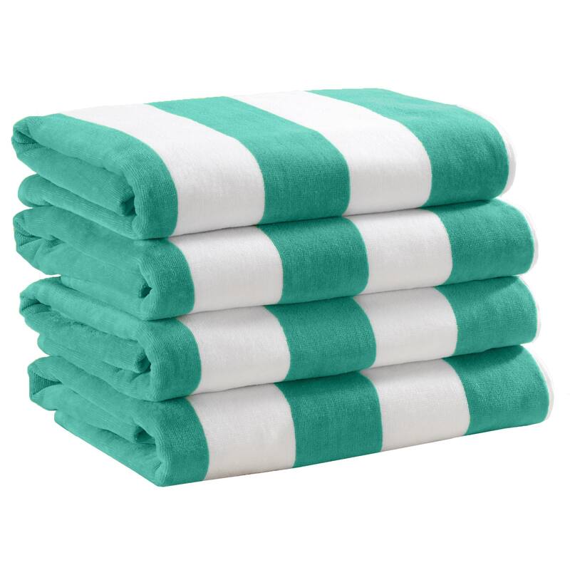 Linery & Co. Cotton Stripe Beach Towel, 4 Pack - 30" x 60" - 4 Pack- 30" x 60" - Teal