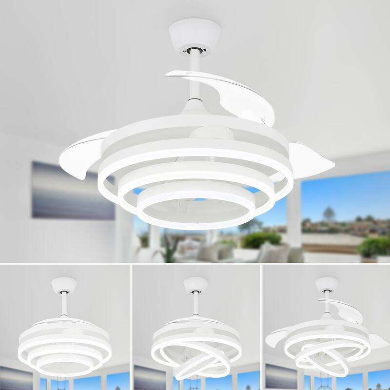 Oaks Aura 42in. LED DIY Shape Modern Ring Ceiling Fan With Lights, 6-Speed Latest DC Motor Remote Control Rose Ceiling Fan