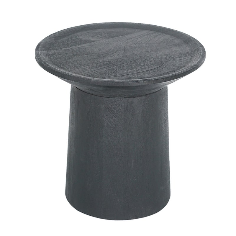 20 in. Matte Black Round Wood End Table, Sturdy Build End Side Table for Living Rooms