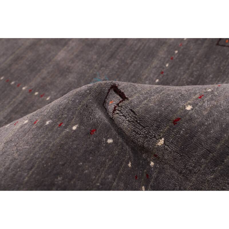 ECARPETGALLERY Hand Loomed Kashkuli Gabbeh Dark Grey Wool Rug - 5'2 x 6'11