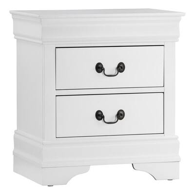 White 2 Drawer 15.75 in. W Nightstand with Sturdy Hardware and Ample Storage